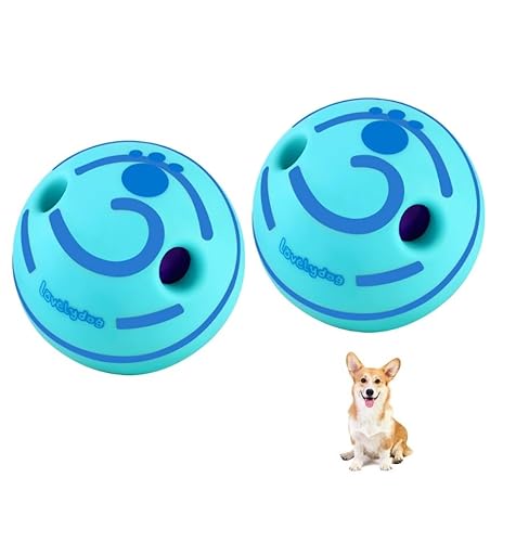 Wobble Kicherball für Hunde, langlebig, interaktives Hundespielzeug für kleine, mittelgroße und große Hunde (Blau, XS/7 cm) von FOXHOLE