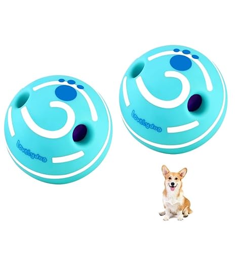 Wobble Kicherball für Hunde, langlebig, interaktives Hundespielzeug für kleine, mittelgroße und große Hunde (Blau/Weiß, M/10 cm) von FOXHOLE