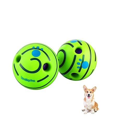 Wobble Kicherball für Hunde, langlebig, interaktives Hundespielzeug für kleine, mittelgroße und große Hunde (Grün, XS/7 cm) von FOXHOLE