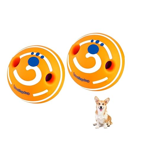 Wobble Kicherball für Hunde, langlebig, interaktives Hundespielzeug für kleine, mittelgroße und große Hunde (Orange/Weiß, M/10 cm) von FOXHOLE