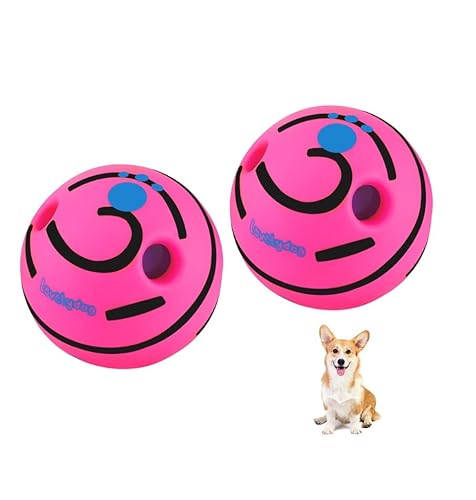 Wobble Kicherball für Hunde, langlebig, interaktives Hundespielzeug für kleine, mittelgroße und große Hunde (Rosa/Schwarz, Größe M/10 cm) von FOXHOLE