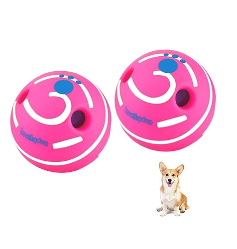 Wobble Kicherball für Hunde, langlebig, interaktives Hundespielzeug für kleine, mittelgroße und große Hunde (Rosa/Weiß, Größe M/10 cm) von FOXHOLE