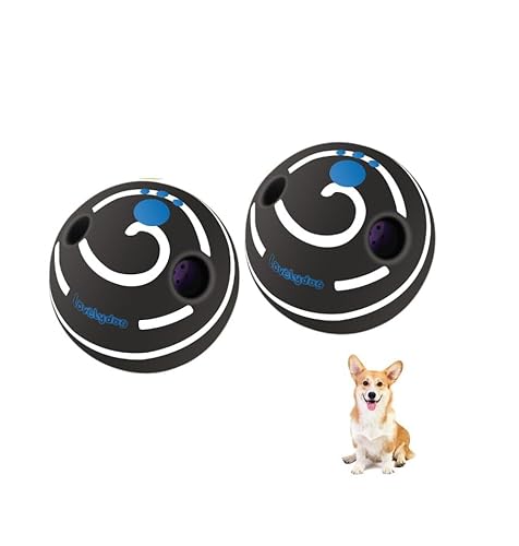 Wobble Kicherball für Hunde, langlebig, interaktives Hundespielzeug für kleine, mittelgroße und große Hunde (Schwarz/Weiß, Größe M/10 cm) von FOXHOLE