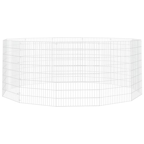 FOZICV Kaninchenkäfig im Freien 12 Paneele 54x80 cm Verzinktes Eisen Hasenstall DIY-Montage Kaninchengehege Geräumig Bereitstellung von Ausreichend Platz Trainieren, Spielen und Ausruhen von FOZICV