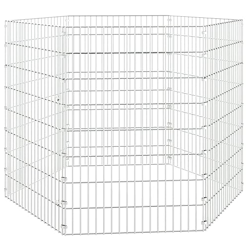 FOZICV Kaninchenkäfig im Freien 6 Paneele 54x80 cm Verzinktes Eisen Hasenstall DIY-Montage Kaninchengehege Geräumig Bereitstellung von Ausreichend Platz Trainieren, Spielen und Ausruhen von FOZICV