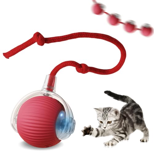FQQF Katzenspielzeug,Interaktives Katzenspielzeug,Powerball Katze,Interaktiver Katzenball für Katzen,mit Led Licht,mit Seil,USB Wiederaufladbarer von FQQF