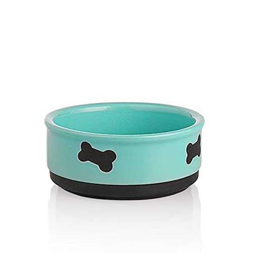 Sweejar Ceramic Dog Bowls with Bone Pattern, Dog Food Dish for Medium Dogs, Porcelain Pet Bowl for Water 35 FL Oz (Turquoise) von Sweejar