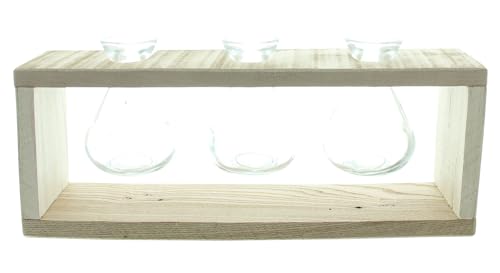 Vasenhalter Wood, Holz, recycelt Maße: 34 x 8 x 14 cm, 3 Glasväschen Ø 7 x 10 cm Vasenhalter Wood, Holz, recycelt Maße: 34 x 8 x 14 cm, 3 Glasväschen Ø 7 x 10 cm von FRANK FLECHTWAREN