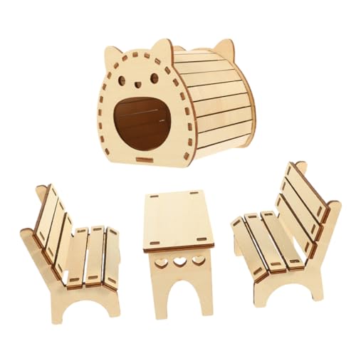 FRCOLOR Hamster Futtersuche Spielzeug Holz Nest Versteck Selbst-Montage Tisch Stühle Für Haustiere FRCOLOR Hamster Futtersuche Spielzeug Holz Nest Versteck Selbst-Montage Tisch Stühle Für Haustiere von FRCOLOR