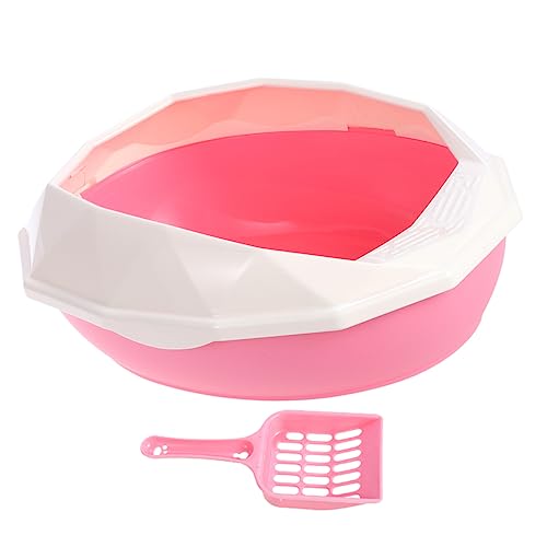 FRCOLOR 1 Satz Katzentoilette Schaufel für Katzenstreu Kaninchen-Katzenklo-Trainer dustbin mülltütenhalter Spritzschutz Mülleimer Haustier Kätzchen Reisen Sandbecken Rosa von FRCOLOR