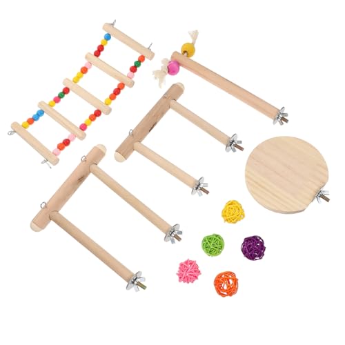 FRCOLOR 1 Satz Papagei Spielzeug Papageienbarsch Steht Papageien-spielständer Trainingsstand Für Papageien Vogelkäfig-Spielzeug Ara Spielständer Vogel Schleifstäbe Restregal Puzzle Hölzern von FRCOLOR