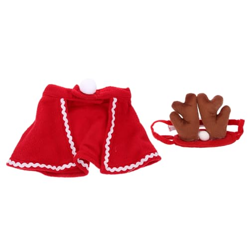 FRCOLOR Geweih Haustier Mantel Set Katze Hund Cape Kleid Party Zubehör Festliche Stirnband von FRCOLOR