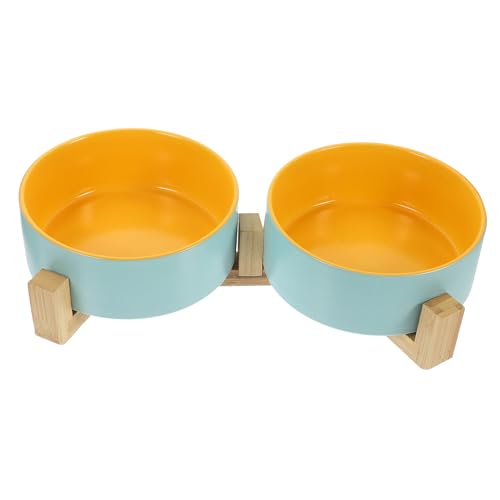 FRCOLOR Zweifarbiger Keramik-katzenfutter-wassernapf Mit Erhöhtem Holzständer Für Kätzchen Und Hunde FRCOLOR Zweifarbiger Keramik-katzenfutter-wassernapf Mit Erhöhtem Holzständer Für Kätzchen Und Hunde von FRCOLOR
