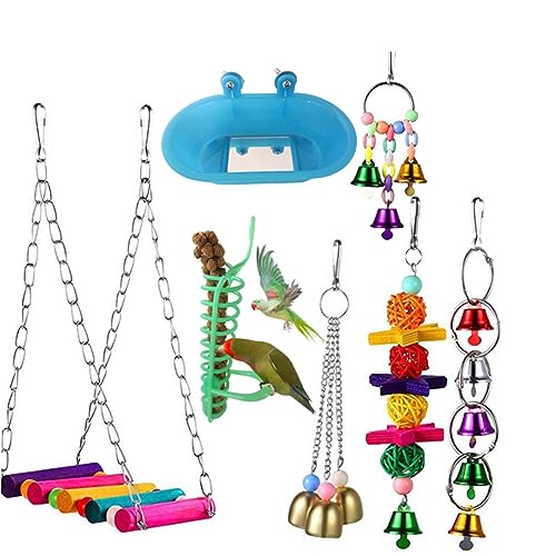FRCOLOR Modisches Papageien-schaukelspielzeug-Set – 7-teiliges Vogel-backenzahnspielzeug Mit Hängende Schaukelbadewanne Für Den Käfig FRCOLOR Modisches Papageien-schaukelspielzeug-Set – 7-teiliges Vogel-backenzahnspielzeug Mit Hängende Schaukelbadewanne Für Den Käfig von FRCOLOR