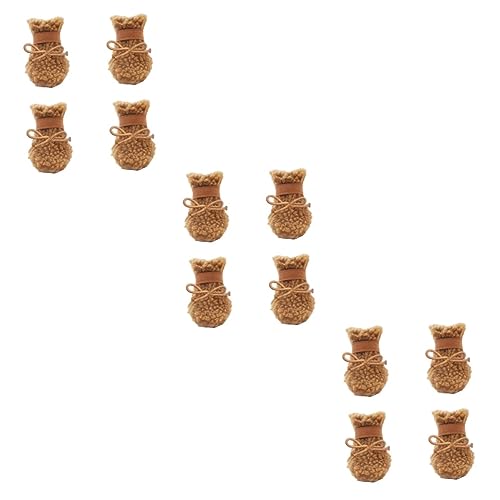 FRCOLOR 12stücke Teiliges Hundeschuhe rutschfeste Winterstiefel Für Hunde Mit Dickem Plüsch Braun Pfotenschutz Für Schnee Und Kälte Für Drinnen Und Draußen von FRCOLOR