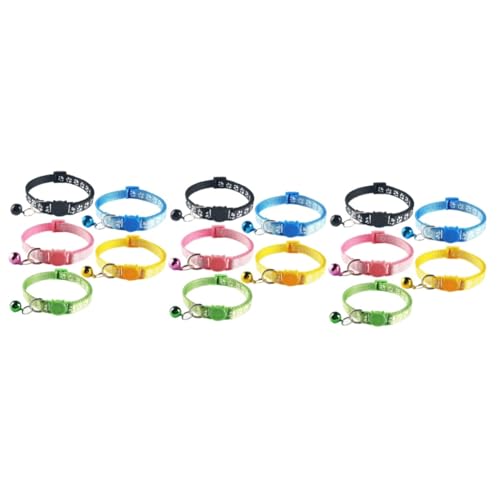 FRCOLOR 15stücke Teiliges Katzenhalsband Mit Glocke Verstellbar Robustes Design Gelb Schwarz Himmelblau Und Hellgrün Praktisches Zubehör Für Katzen Und Kätzchen Für Fotos Und Stil von FRCOLOR