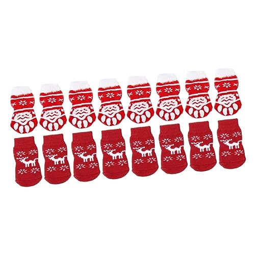 FRCOLOR 2 Sets Robuste Weihnachtssocken Für Haustiere Für Hunde Und Katzen Kratzfeste Socken Aus Weicher Baumwolle Größe XL 8 Stück X 2 von FRCOLOR