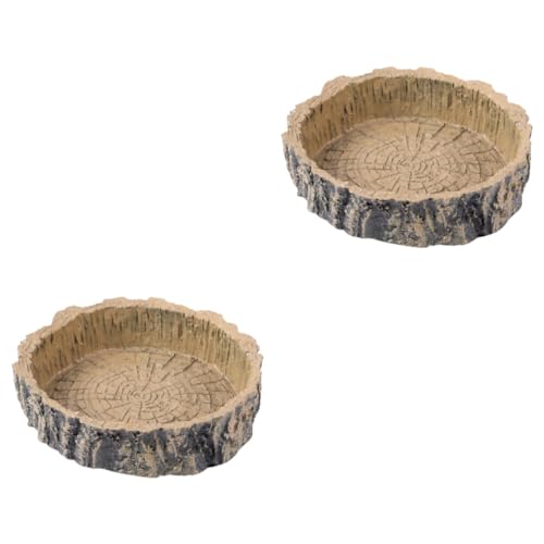FRCOLOR 2 Stücke Reptil Futternapf Harz Baumstumpf Form Lebensmittel Wasser Gecko Schildkröte Schüssel Dunkelbraun FRCOLOR 2 Stücke Reptil Futternapf Harz Baumstumpf Form Lebensmittel Wasser Gecko Schildkröte Schüssel Dunkelbraun von FRCOLOR