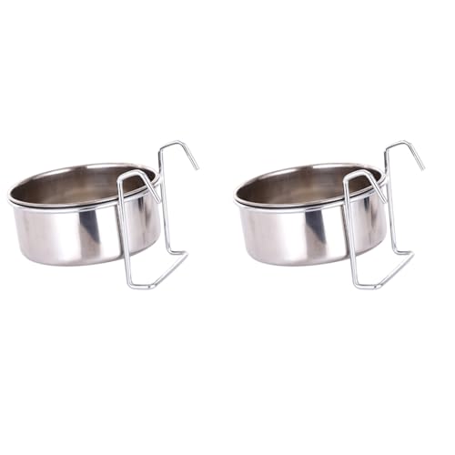 FRCOLOR 2 Sets Hundehüttennapf Edelstahl Hängende Futter Wassernapf Edelstahl Coop Cup für Kleintiere Käfig von FRCOLOR