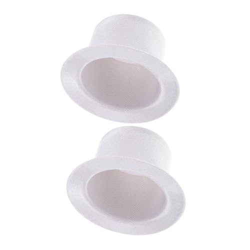 FRCOLOR 2 Stück Mini-schneemannmütze Hutdekorationen Schwarze Mini-Zylinder Puppe Formelle Hüte Kleine Hüte Zum Basteln Weihnachtsfeier Gefallen Dekorativer Flaschenverschluss Stoff Weiß von FRCOLOR