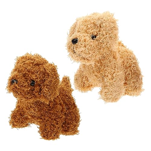 FRCOLOR 2 Stück Plüsch Hundespielzeug Kuscheliger Anhänger in Apricot und Braun Weiches Stofftier zum Aufhängen an Rucksack oder Schlüssel Dekoratives Kuschelspielzeug Langlebig und von FRCOLOR