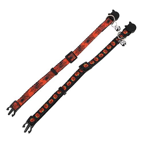 FRCOLOR 2St Halloween-Haustierhalsbänder verstellbares Haustierhalsband Kragenabdeckungen Haustierzubehör Hund Kleider Haustier Glocke Welpenhalsband Hündchen Kleidung Halskette Nylon von FRCOLOR