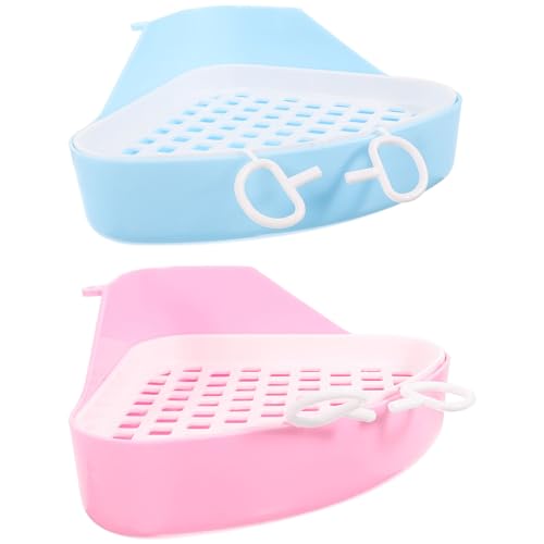 FRCOLOR 2er-Box Kaninchentoilette Kaninchenstreu Einstreu Für Hamster Kaninchen-trainingstoilette Kaninchen Töpfchen Katzenklo Ecktoilette Für Kleine Tiere Eckklo Hase Ecke Heu Plastik von FRCOLOR