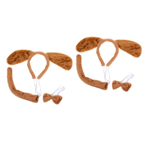 FRCOLOR 2sätze Puppy Kostüm Zubehör Mit Kopfband Und Fliege Lustige Tier-Accessoires Für Hunde-Partys Cosplay Und Bühnenaufführungen Softes Material Komfortable Passform von FRCOLOR