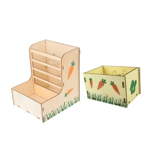 FRCOLOR 2-in-1 Futterständer Heuspender für Kaninchen Meerschweinchen Futterstation Aus Holz für Hasen Heuspender und Futtertonne FRCOLOR 2-in-1 Futterständer Heuspender für Kaninchen Meerschweinchen Futterstation Aus Holz für Hasen Heuspender und Futtertonne von FRCOLOR
