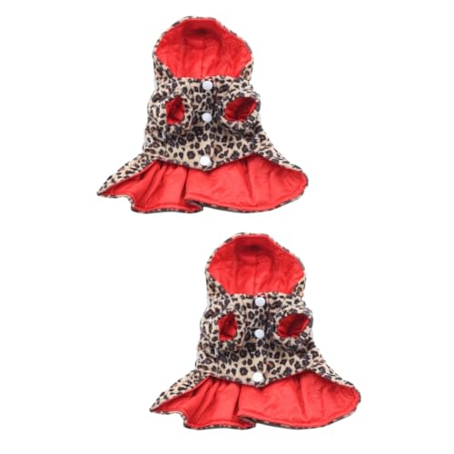 FRCOLOR 2St Hundekleidung Leopard Baumwollhundekleidung Winterkleid für Hunde Welpenkleidung für Blusen Baumwolle Winterjacken Haustierzubehör Tuch Chihuahua Jacke mit Hut von FRCOLOR