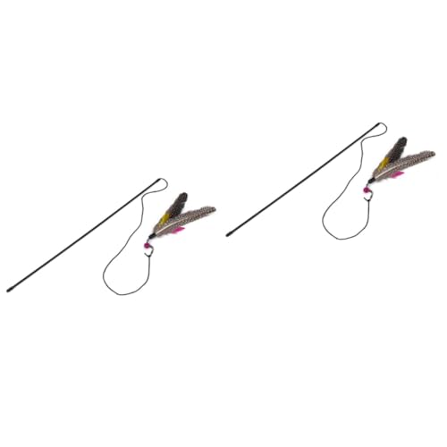FRCOLOR 2stücke Katzenangel Spielzeug Mit Glocke Interaktive Federangel Für Katzen Ca Langer Dangler-stab Fördert Bewegung Und Spielverhalten Für Kätzchen Und Erwachsene Katzen von FRCOLOR