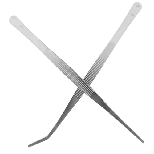 FRCOLOR Gerades Gebogenes Pinzetten-Set Aus Edelstahl 25 cm Abgewinkelte Fütterungszange Für Schlangen Eidechsen Spinnen Silber von FRCOLOR