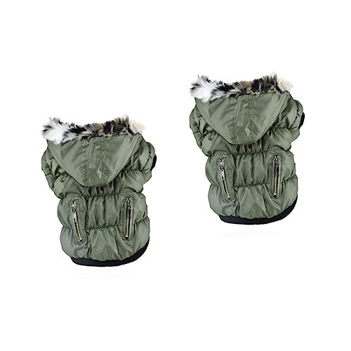 FRCOLOR 2stücke Hundejacke Für Kleine Hunde Warm Gefütterter Mantel Atmungsaktiv Und Winddicht Für Herbst Und Winter Xs Grün Schützt Vor Nässe Und Kälte Leicht Anzuziehen von FRCOLOR