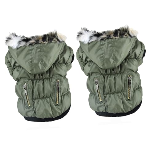FRCOLOR 2stücke Hundemantel Für Herbst Und Winter Grüne Wetterfeste Jacke Mit Reißverschluss Für Kleine Hunde Hält Warm Und Schützt Vor Nässe Für Outdoor-Abenteuer Und Kalte Tage von FRCOLOR