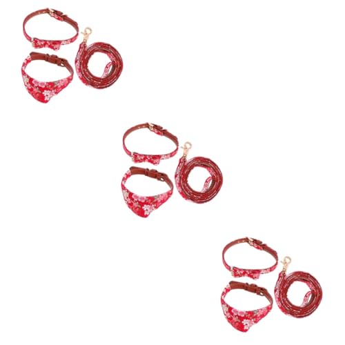 FRCOLOR 3 Sets Halsband Und Leine Set Dreieck Handtuch Pu Material Entzückende Kirschblüten Muster FRCOLOR 3 Sets Halsband Und Leine Set Dreieck Handtuch Pu Material Entzückende Kirschblüten Muster von FRCOLOR