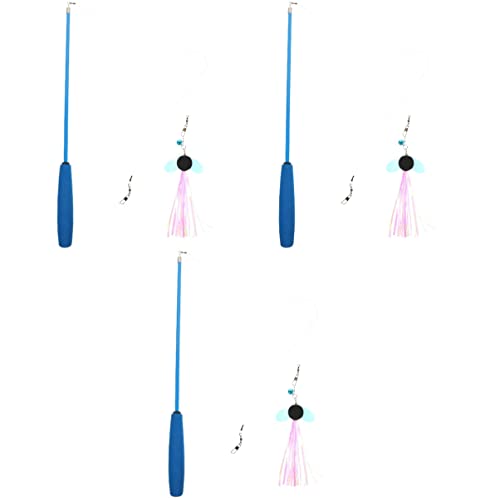 FRCOLOR 3stücke Interaktiver Katzenangel-Stick Mit DREI Abschnitten Lustiges Katzenspielzeug Für Zuhause Für Kätzchen Und Erwachsene Katzen Fördert Bewegung Und Aktivität Mit Bunten von FRCOLOR