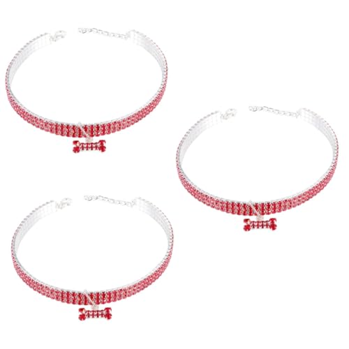 FRCOLOR 3 Stück Strass Haustierhalsband Mädchen Welpenhalsband Pitbull Halsband Für Hündinnen Welpen Welpenhalsband Kleines Welpenhalsband Heimtierbedarf Strass Schmuckzubehör von FRCOLOR