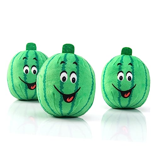 FRCOLOR 3 Stück Teiliges Plüsch Hundespielzeug mit Quietschfunktion Niedliches Wassermelonen Design Hochwertiges Sicheres Kauspielzeug zur Beschäftigung und Spielerischen Lernens für von FRCOLOR