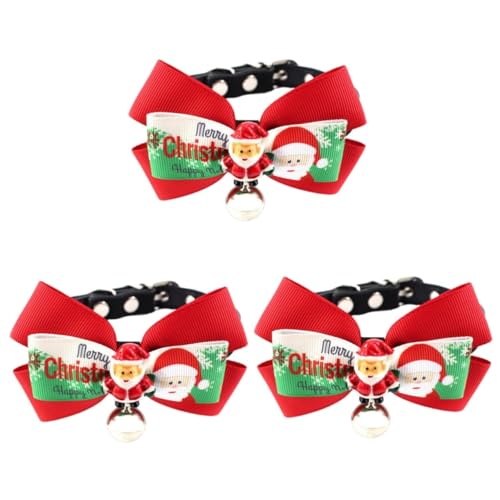 FRCOLOR 3 Stück Welpengeschenke Kätzchenhalsbänder Kleine Katzenhalsbänder Hundekatzen Weihnachtskostüm Jingle Bells Haustier Katzenhalsband Tags Buntes Halsband Weihnachten von FRCOLOR