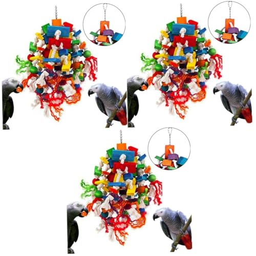 FRCOLOR 3St Nymphensittich-Spielzeug Papageienkäfig Tierfutter Papagei-Seil-Spielzeug Spielzeuge Papageienspielzeug zum Aufhängen Kauspielzeug für Papageien kauen große Schnur Bambus von FRCOLOR