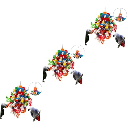 FRCOLOR 3St Papageienkäfig Sittich Vogelbissspielzeug grünes Spielzeug Kakadu Spielzeuge Kauspielzeug für Papageien Papageienspielzeug zum Aufhängen Vögel große Schnur Bambus von FRCOLOR