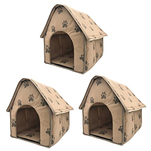 FRCOLOR Katzenhausbett 3st Haustier Hundehütte Klappmatratze Matratzenschoner Katzenhöhle Hundebetten Zwinger Eingebauter Schwamm Kätzchen Haustierbett von FRCOLOR