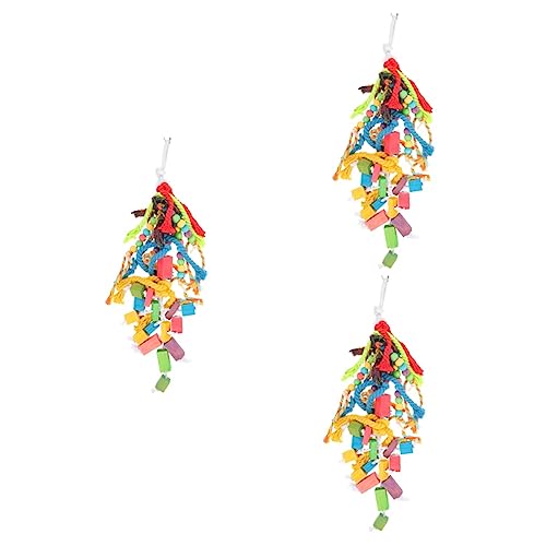 FRCOLOR 3st Papagei Kauspielzeug Papageienspielzeug Vogelkäfig-beißspielzeug Spielzeug Zum Aufhängen Von Vögeln Spielzeug Für Haustiere Großer Vogelkäfig Kleiner Papagei Hölzern Hängend von FRCOLOR