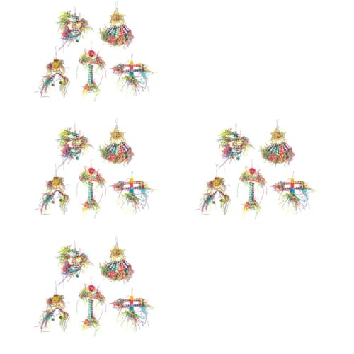 FRCOLOR 4 Sätze Papagei Spielzeug Papageien-hängespielzeug Papageienkäfig Schredder Spielzeug Vogel Papagei Beißspielzeug Haustier Vogel Spielzeug Vogelschleifen Vögel Hölzern Ornament von FRCOLOR