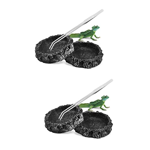 FRCOLOR 4 Futternapf Reptilienschale Spielzeug für bärtige Drachen tierfutterbehälter Easy putz Wasserschale für Schildkröten schleichtiere Reptilienwassernapf klein Lebensmittel von FRCOLOR