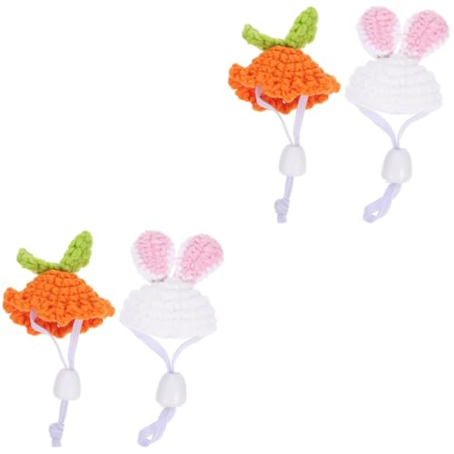 FRCOLOR 4stücke Dekorative Chinchilla-hüte Handgestrickte Mützen Für Kleine Haustiere Für Meerschweinchen Und Partys Einstellbares Design Für Komfort Und Süße Fotomöglichkeiten von FRCOLOR