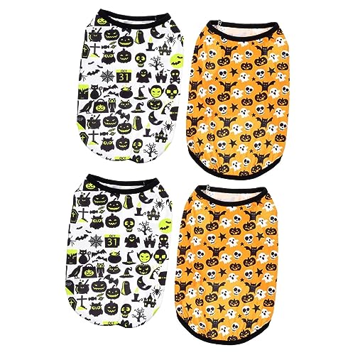 FRCOLOR 4 Stück Haustierweste Kürbis-Shirt Für Hunde Hundepullover Halloween Haustiere Ärmelloses T-Shirt Zubehör Für Halloween-haustierkostüme Welpen-Shirt Schädel Der Hund Polyester FRCOLOR 4 Stück Haustierweste Kürbis-Shirt Für Hunde Hundepullover Halloween Haustiere Ärmelloses T-Shirt Zubehör Für Halloween-haustierkostüme Welpen-Shirt Schädel Der Hund Polyester von FRCOLOR