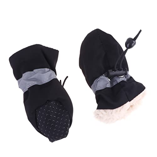 4 Stück Anti-Rutsch-Regentierhausschuhe Hund Plüsch Stiefel Überschuhe warme Socken Pfote Schuhe für Hunde Haustierschuhe atmungsaktiv Sportschuhe Sohlen Schneeschuhe Schutz von FRCOLOR