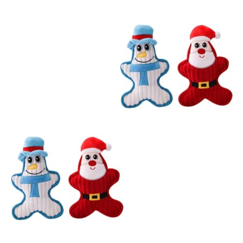 FRCOLOR 4 Stück weihnachtliches Kauspielzeug weihnachtliches Klangspielzeug Weihnachtsspielzeug für Hunde Plüsch Spielzeuge Kauspielzeug für Hunde Haustierspielzeug Hündchen Baby Hundebiss von FRCOLOR
