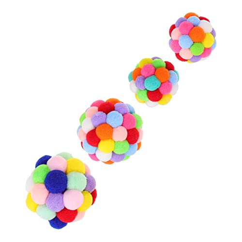 FRCOLOR 4 Stück lustiger Katzenball interaktives katzenspielzeug Interactive cat Toy Spielzeug zum Necken von Katzen Katzenspielzeug Regenbogen Spielzeuge Katze bunter Ball Haustier Plüsch von FRCOLOR